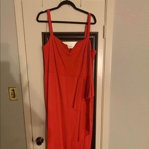 Coral spaghetti strap Adriana Papell gown